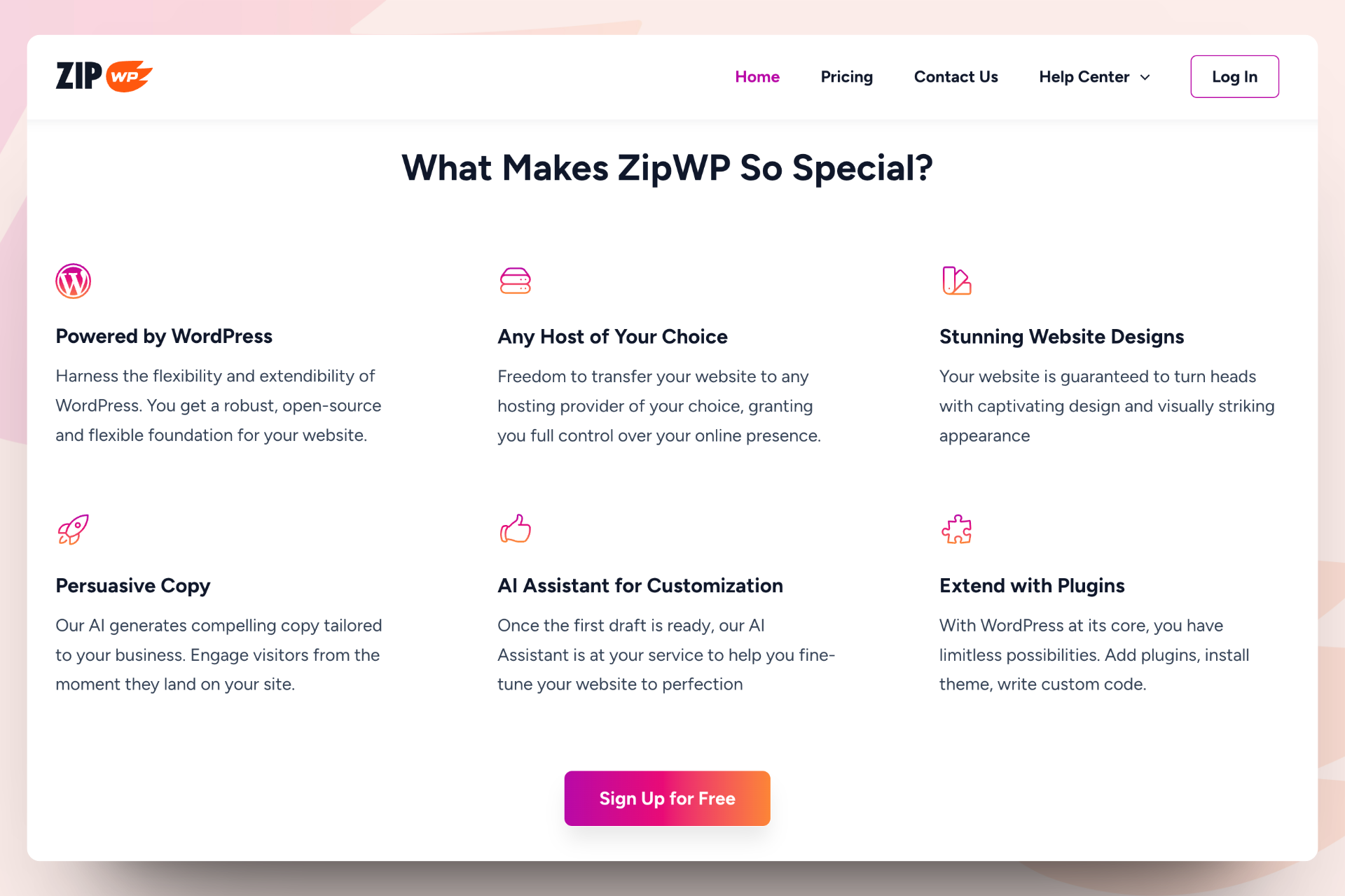 ZipWP features